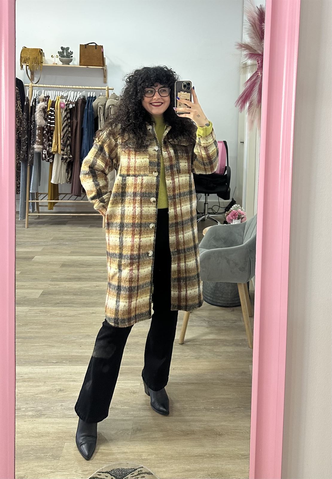 ABRIGO ABOTONADO CUADROS - Imagen 1