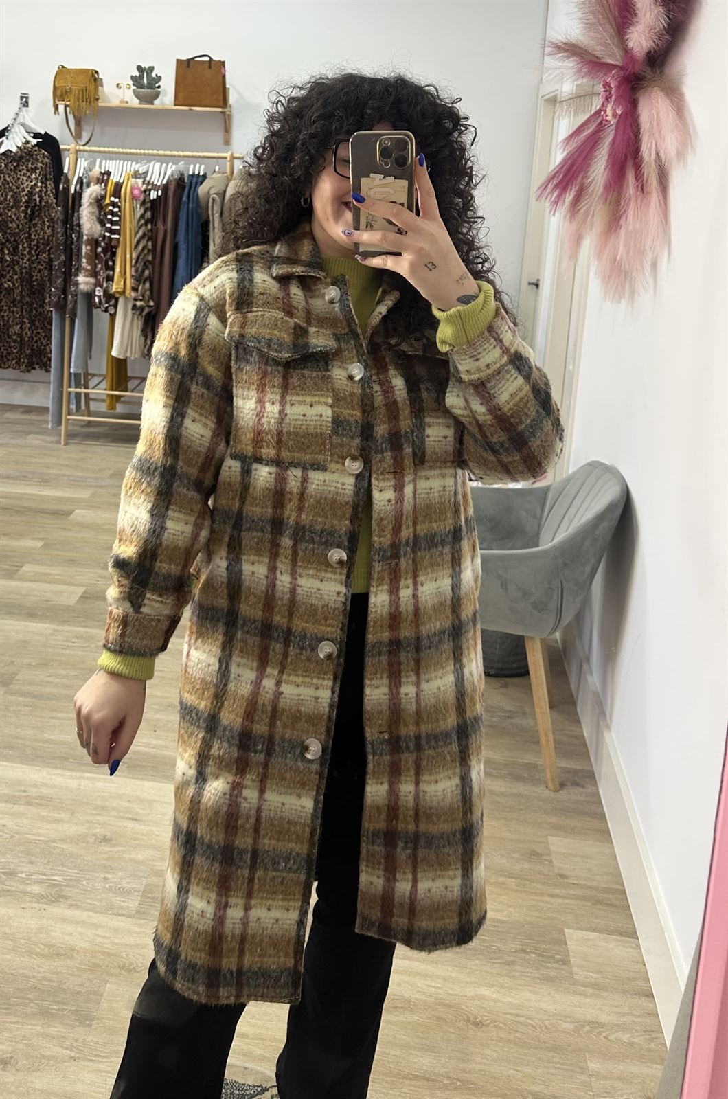 ABRIGO ABOTONADO CUADROS - Imagen 2