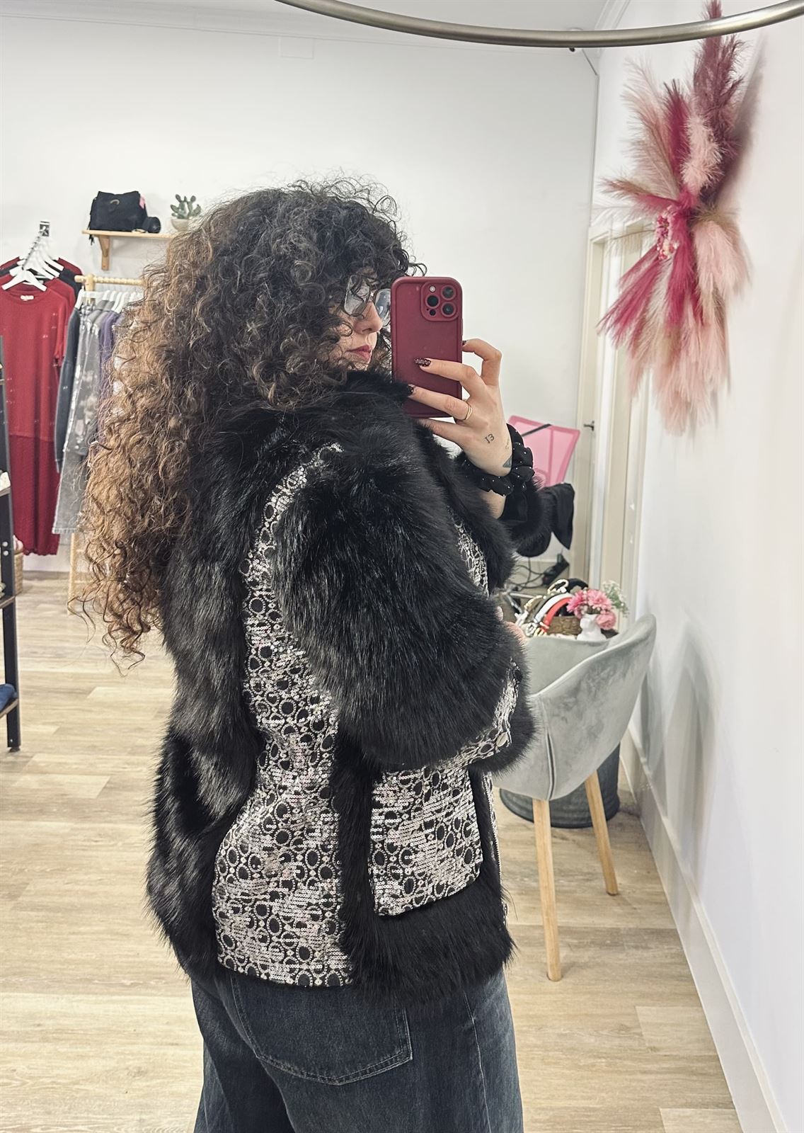 ABRIGO NEGRO PELO COMBINADO - Imagen 3