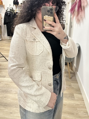 BLAZER TWEED BLANCA LENTEJUELA - Imagen 2