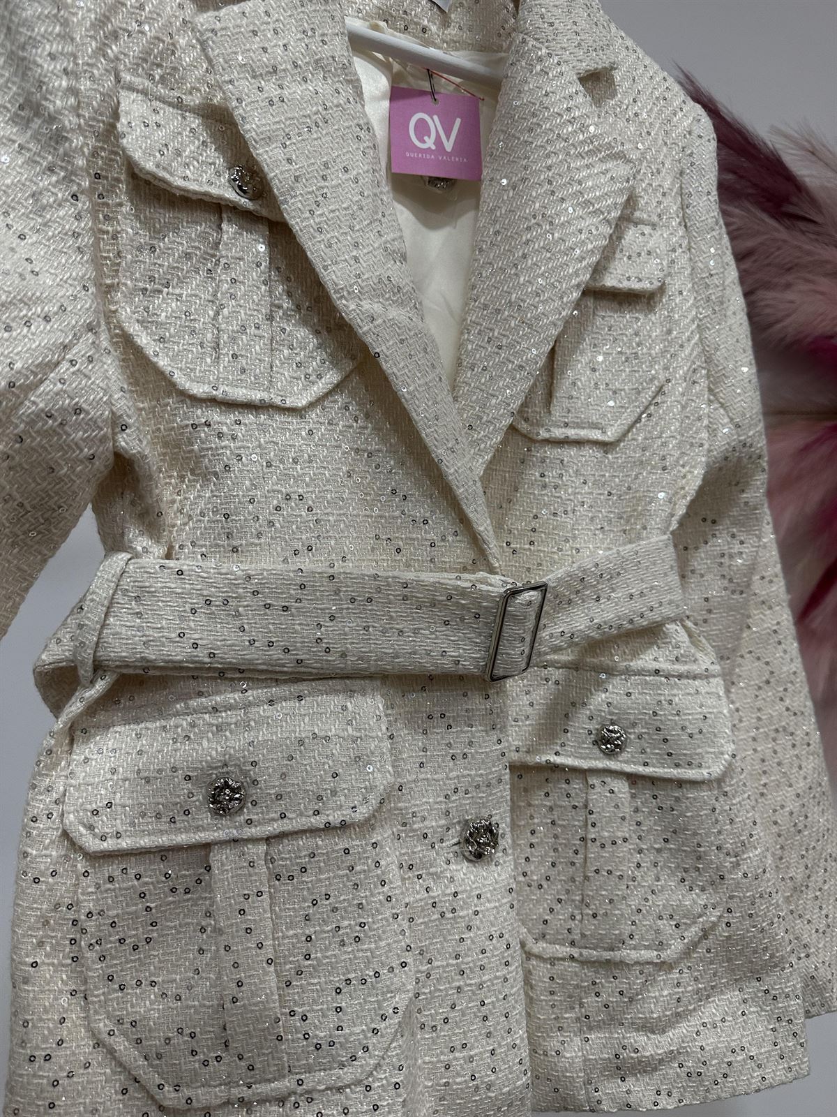 BLAZER TWEED BLANCA LENTEJUELA - Imagen 4