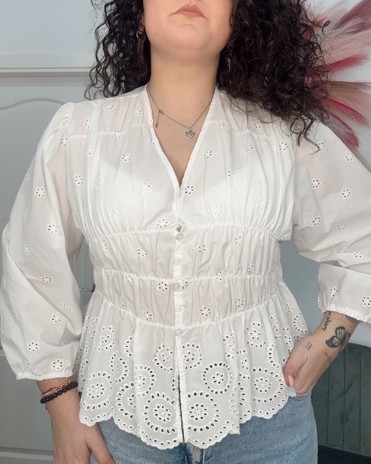 BLUSA BLANCA PERFORADA - Imagen 3