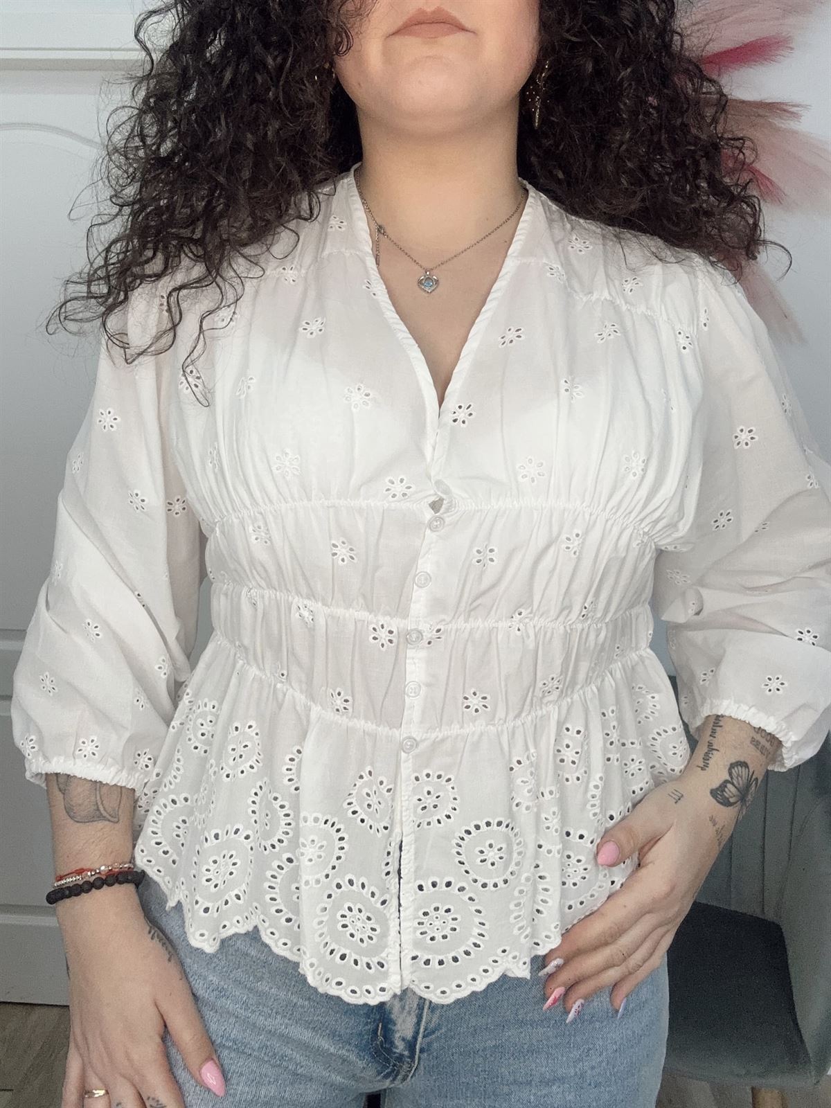 BLUSA BLANCA PERFORADA - Imagen 4