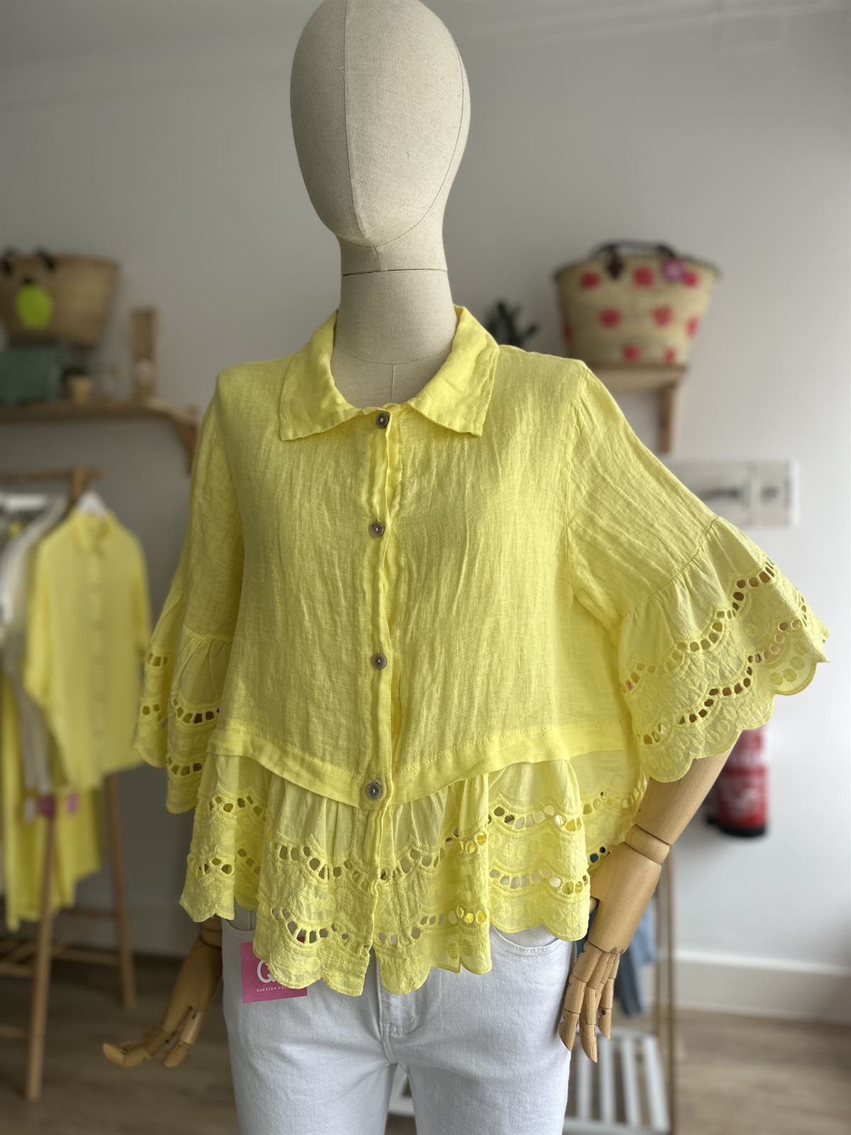 BLUSA LINO AMARILLA - Imagen 3