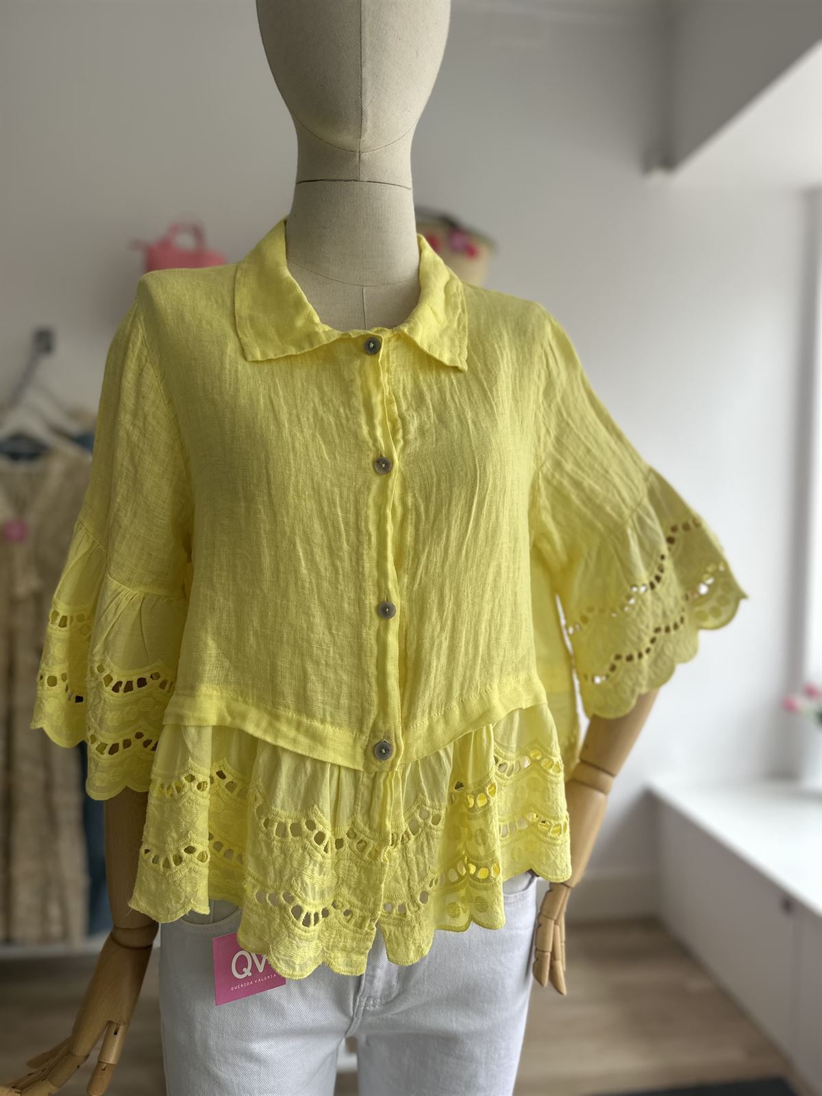 BLUSA LINO AMARILLA - Imagen 4