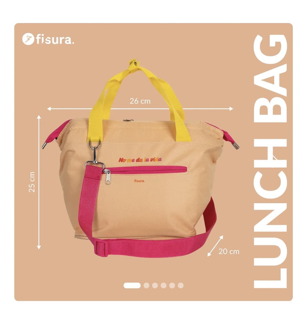 BOLSA TÉRMICA PORTA ALIMENTOS “NO ME DA LA VIDA” FISURA - Imagen 4