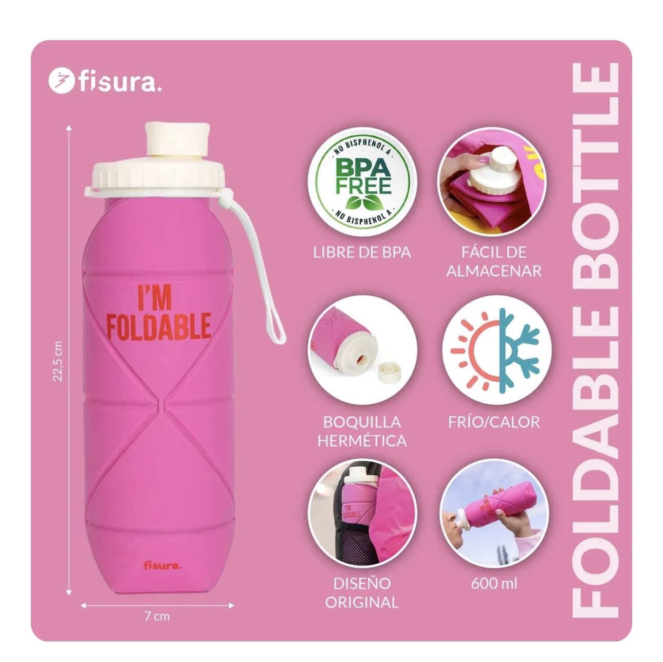 BOTELLA PLEGABLE “I’M FOLDABLE” FISURA - Imagen 2