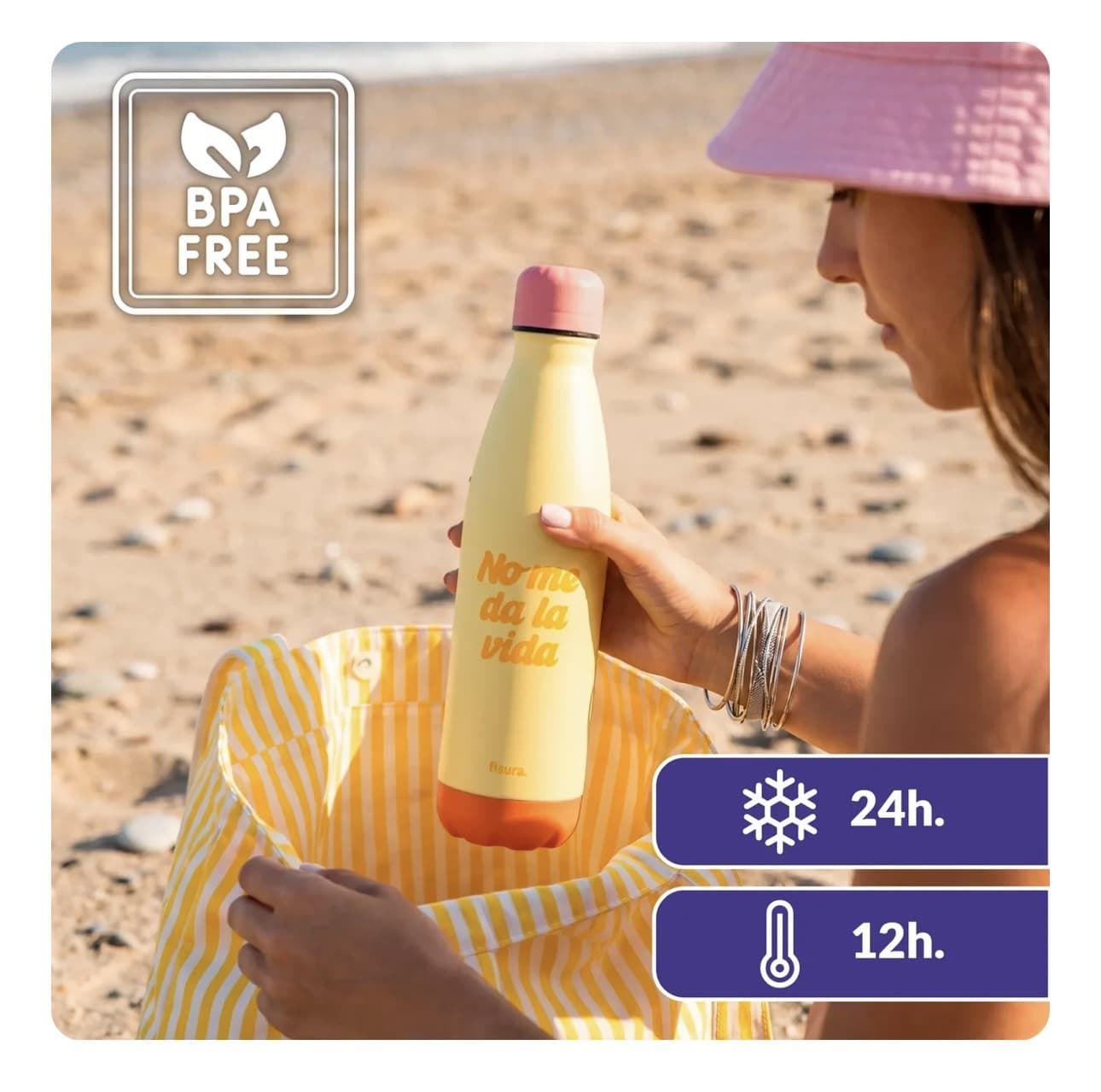 BOTELLA TERMO “NO ME DA LA VIDA” FISURA - Imagen 2