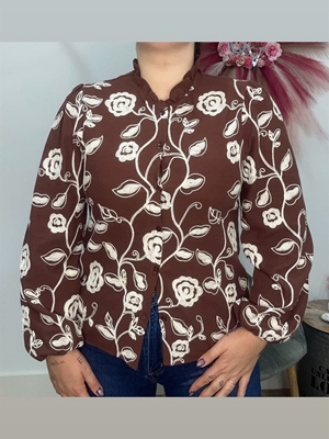 CAMISA CHOCOLATE BORDADA - Imagen 1