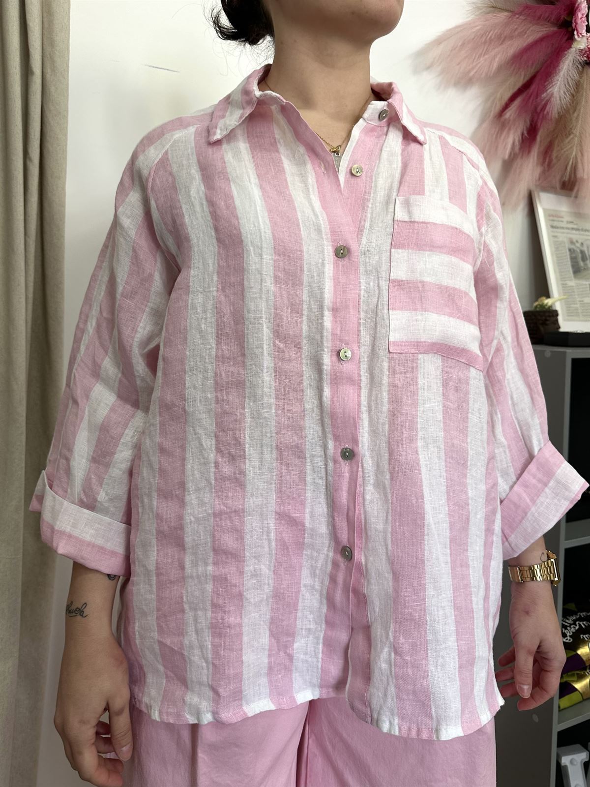 CAMISA RAYAS LINO - Imagen 1