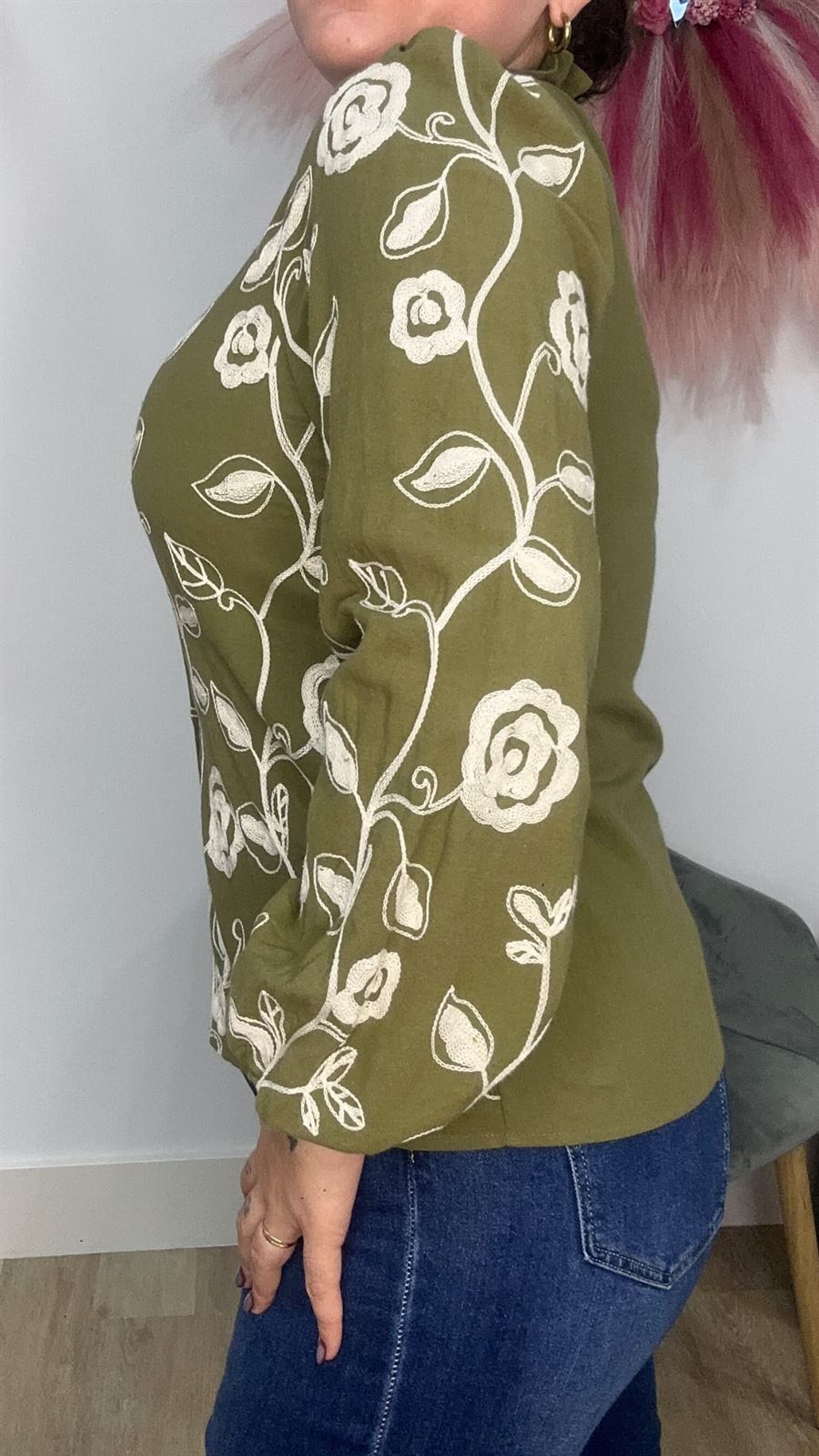CAMISA VERDE BORDADA - Imagen 4