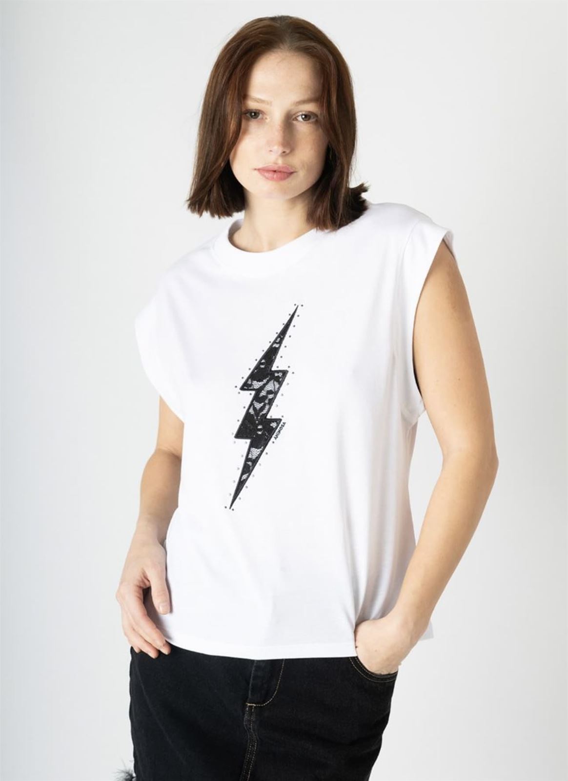 CAMISETA RAYO ENCAJE ANIMOSA - Imagen 1