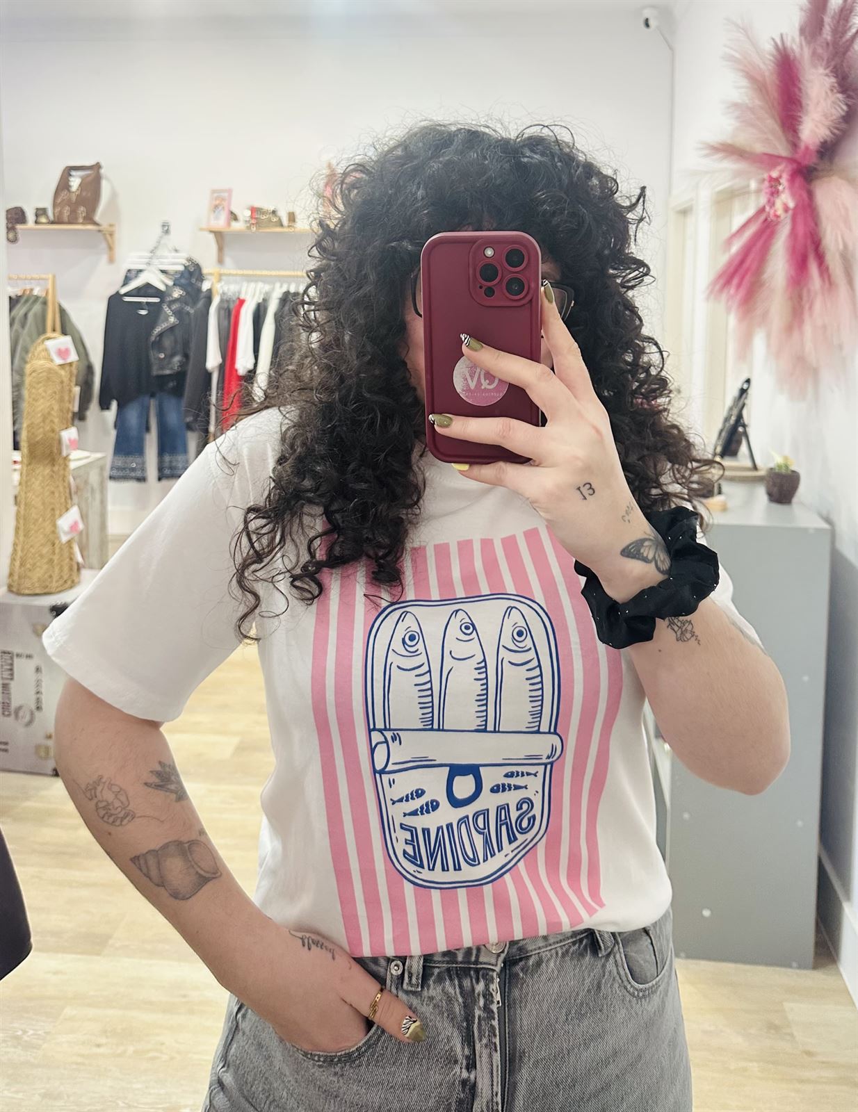 CAMISETA SARDINA ROSA - Imagen 1