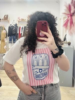 CAMISETA SARDINA ROSA - Imagen 1