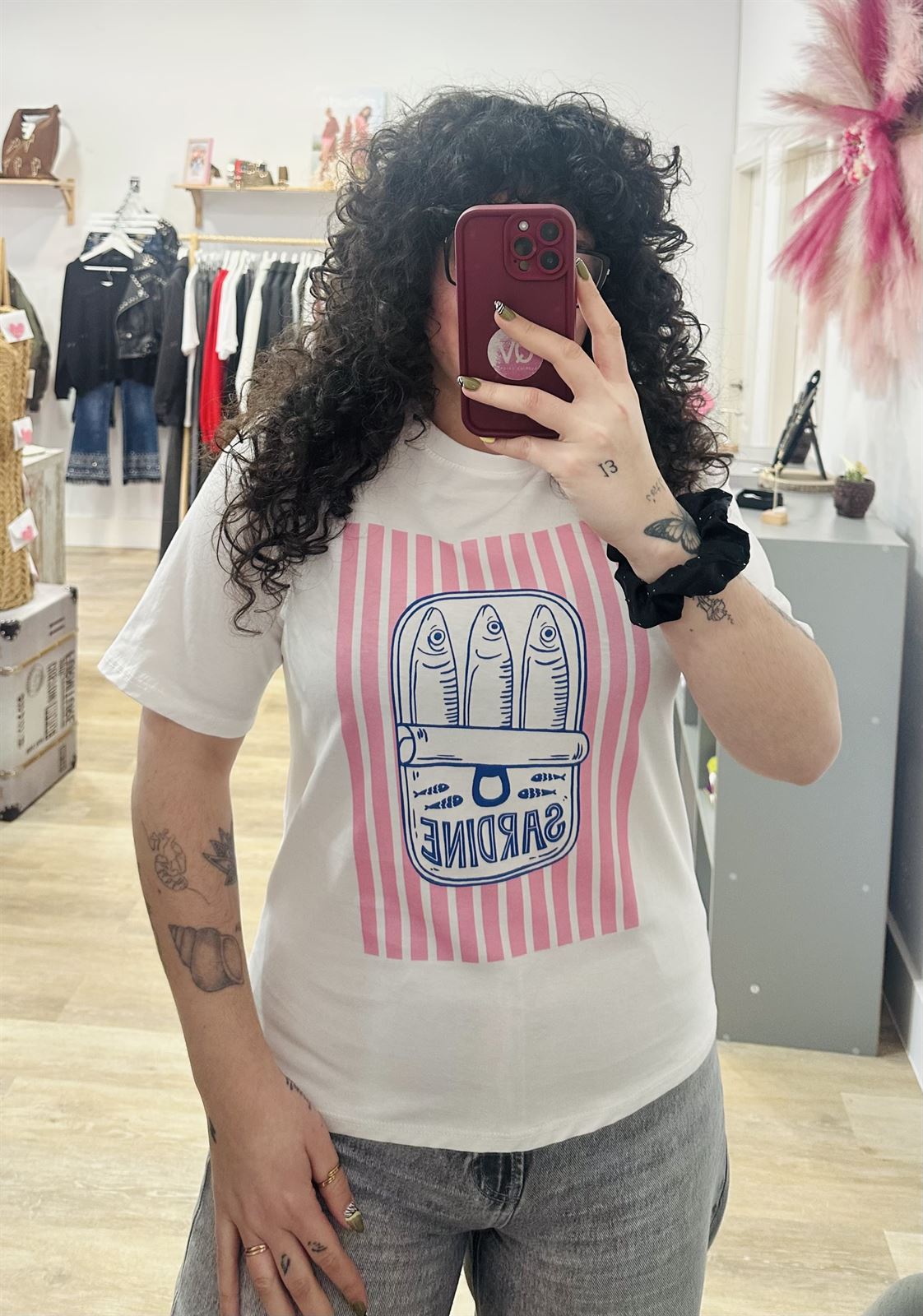 CAMISETA SARDINA ROSA - Imagen 3