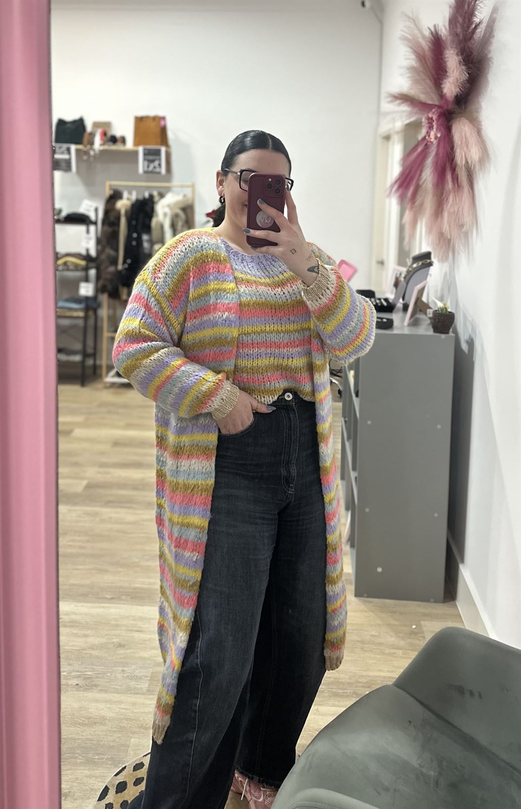 CÁRDIGAN CALADO ARCOÍRIS - Imagen 1