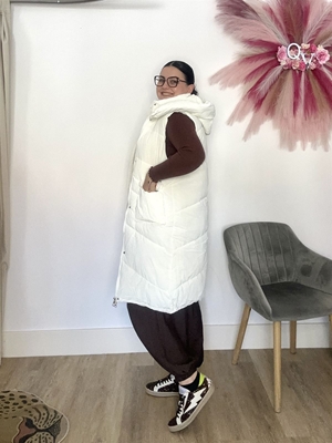 CHALECO LARGO ACOLCHADO BLANCO - Imagen 1