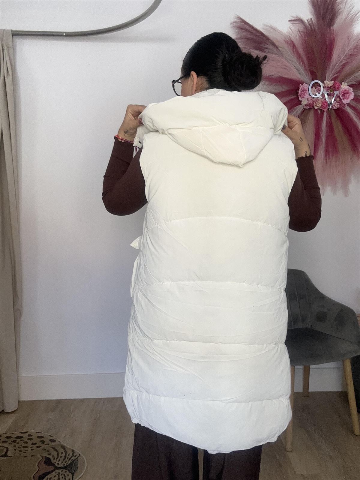 CHALECO LARGO ACOLCHADO BLANCO - Imagen 3