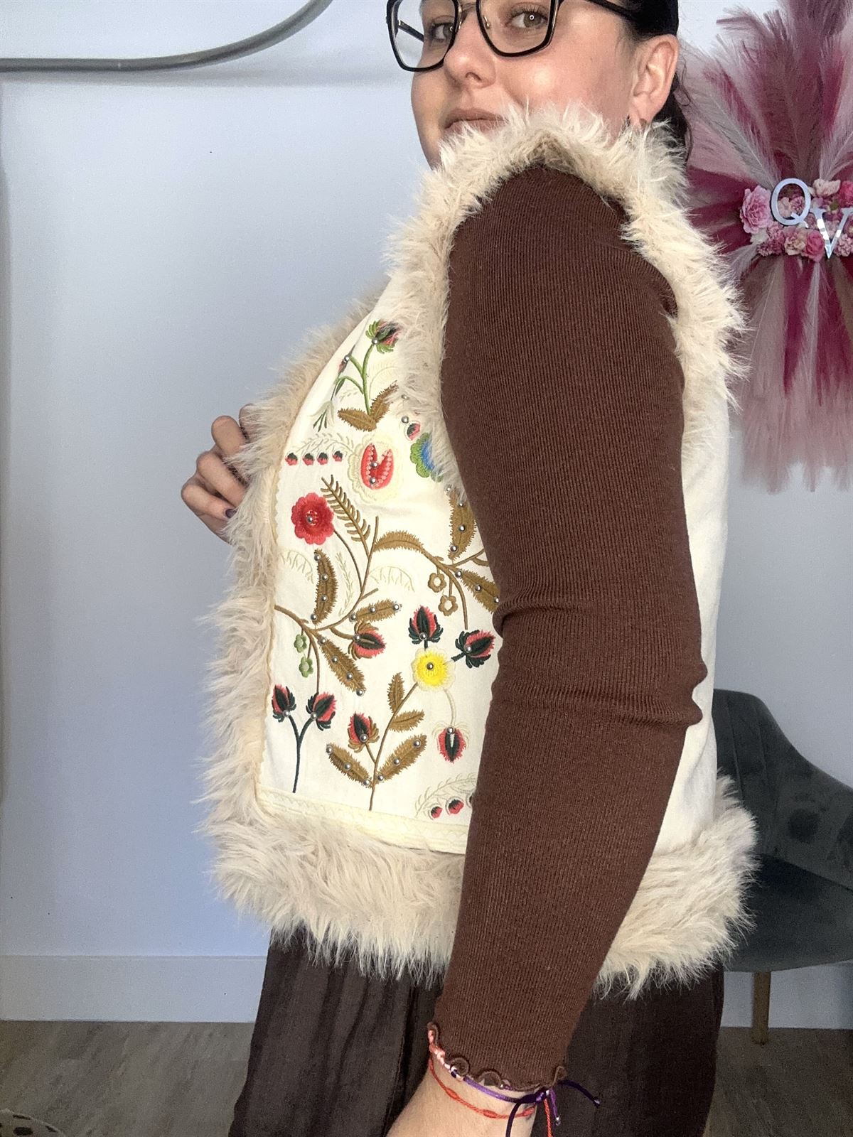 CHALECO PELO BEIGE - Imagen 1