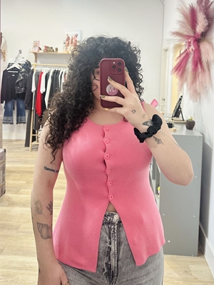 CHALECO PUNTO ROSA - Imagen 1