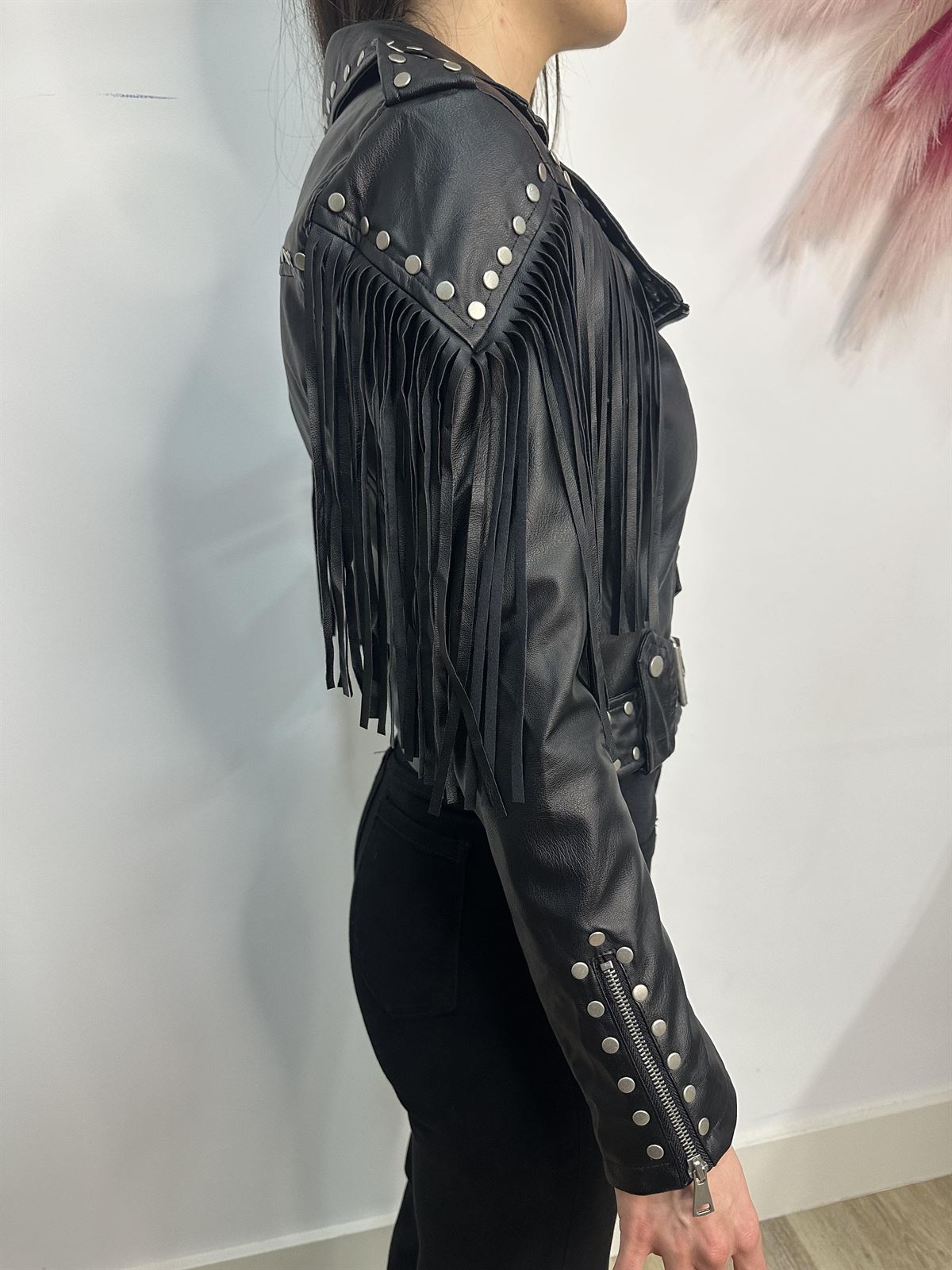 CHAQUETA POLIPIEL FLECOS Y TACHAS - Imagen 2