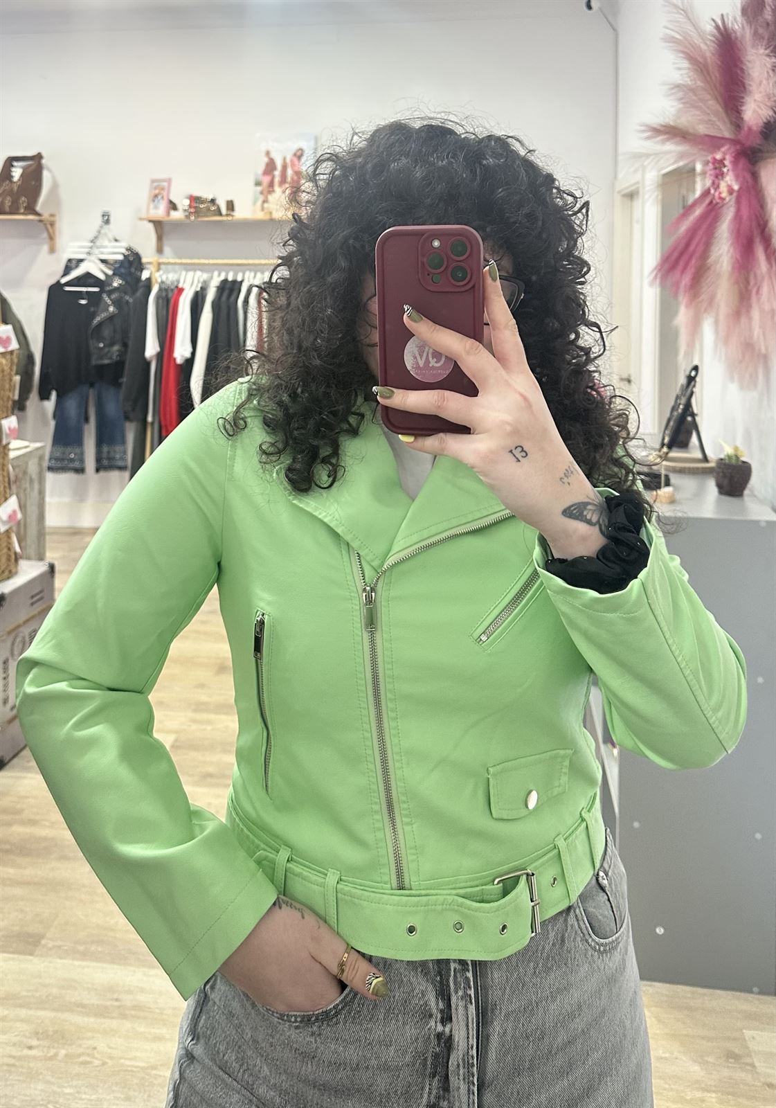 CHAQUETA POLIPIEL VERDE AGUA - Imagen 2