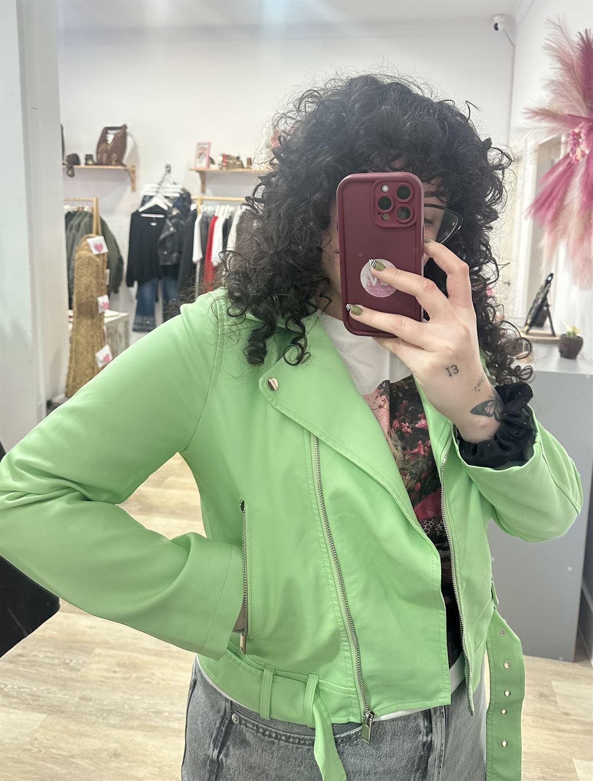 CHAQUETA POLIPIEL VERDE AGUA - Imagen 3