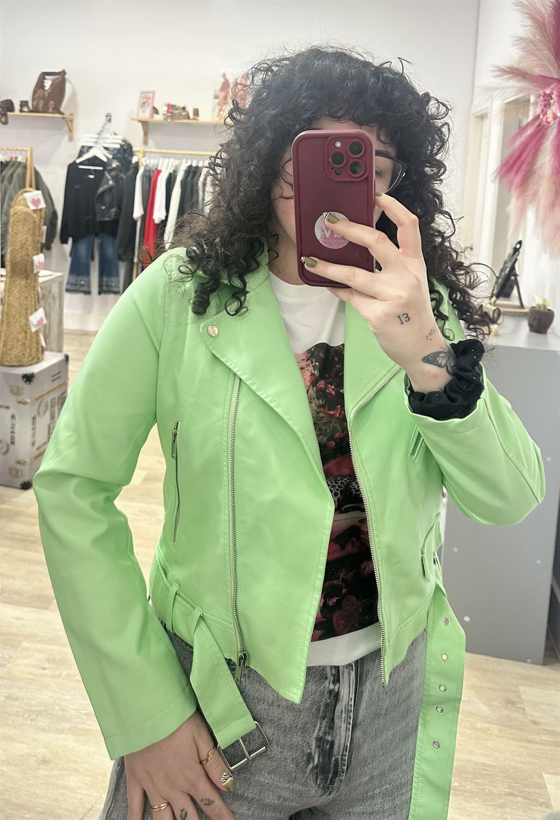 CHAQUETA POLIPIEL VERDE AGUA - Imagen 4