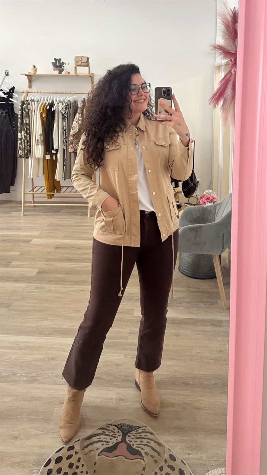 CHAQUETA SAHARIANA BEIGE - Imagen 2