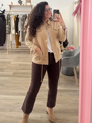 CHAQUETA SAHARIANA BEIGE - Imagen 2