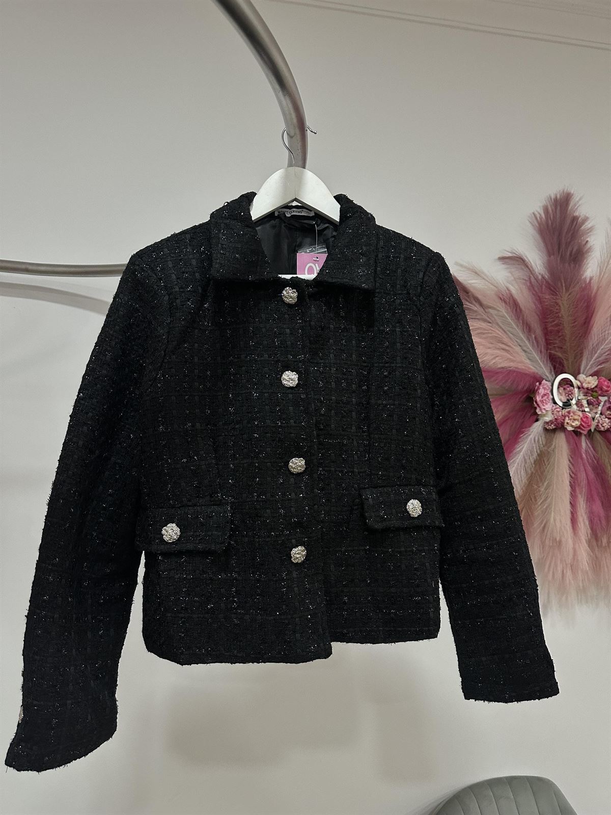 CHAQUETA TWEED NEGRA - Imagen 2