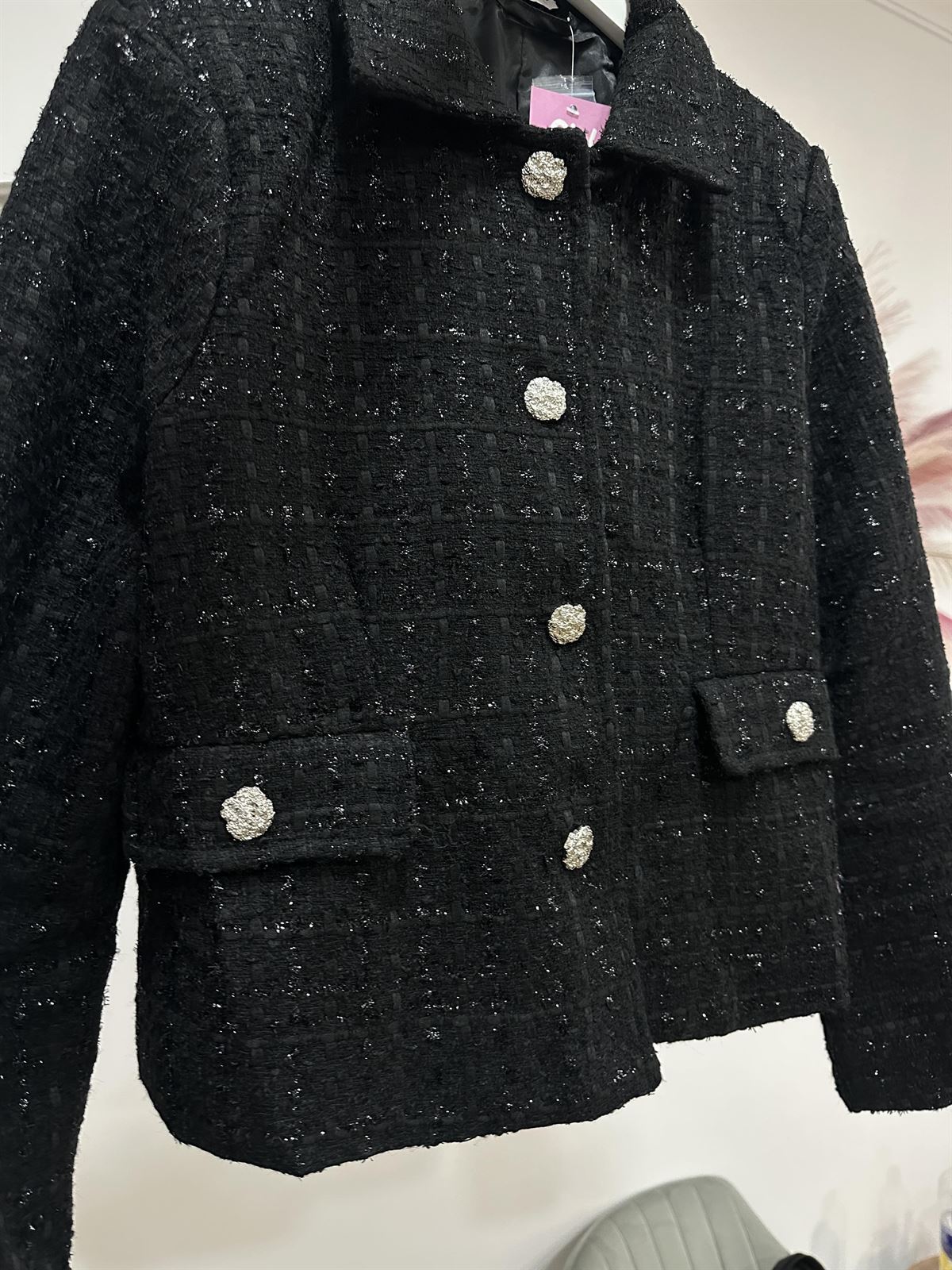CHAQUETA TWEED NEGRA - Imagen 3