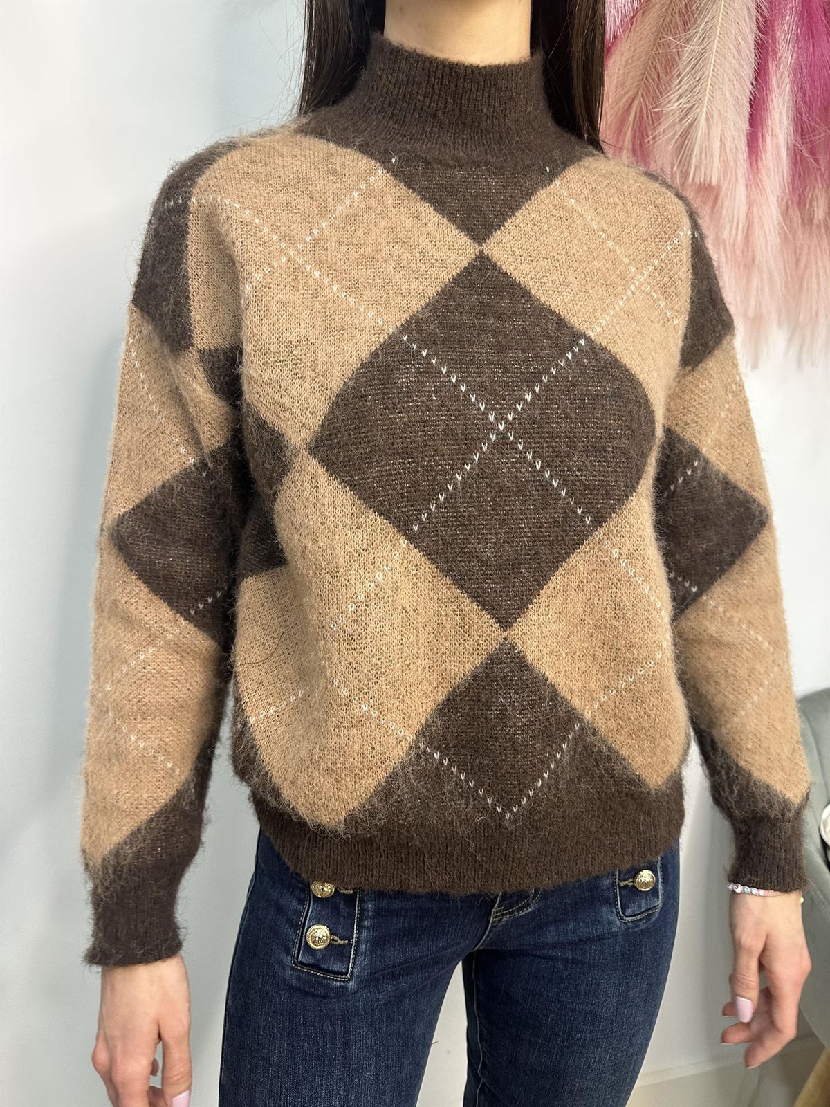 JERSEY ROMBOS CHOCOLATE - Imagen 2