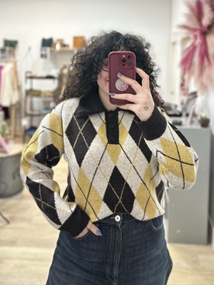 JERSEY ROMBOS MOSTAZA - Imagen 1