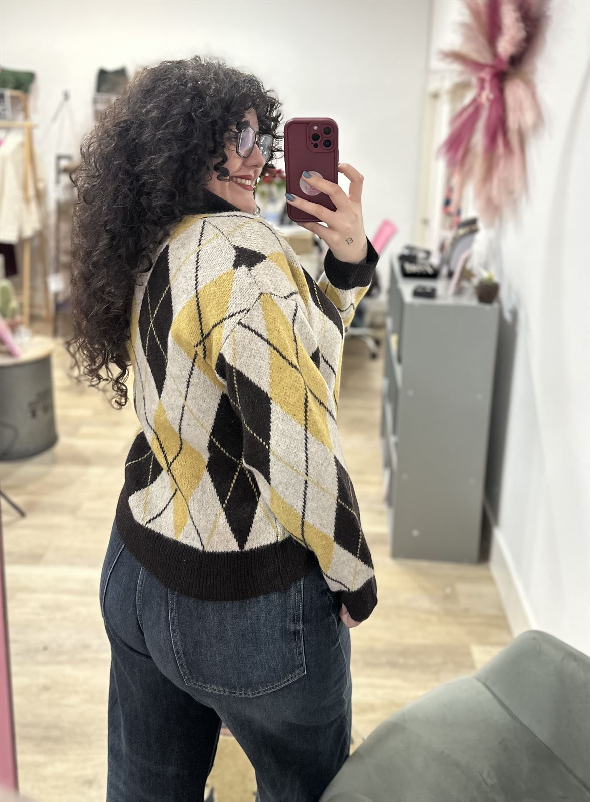 JERSEY ROMBOS MOSTAZA - Imagen 2