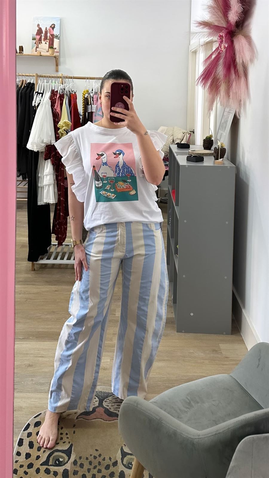 PANTALÓN BALLOON RAYAS AZUL - Imagen 3