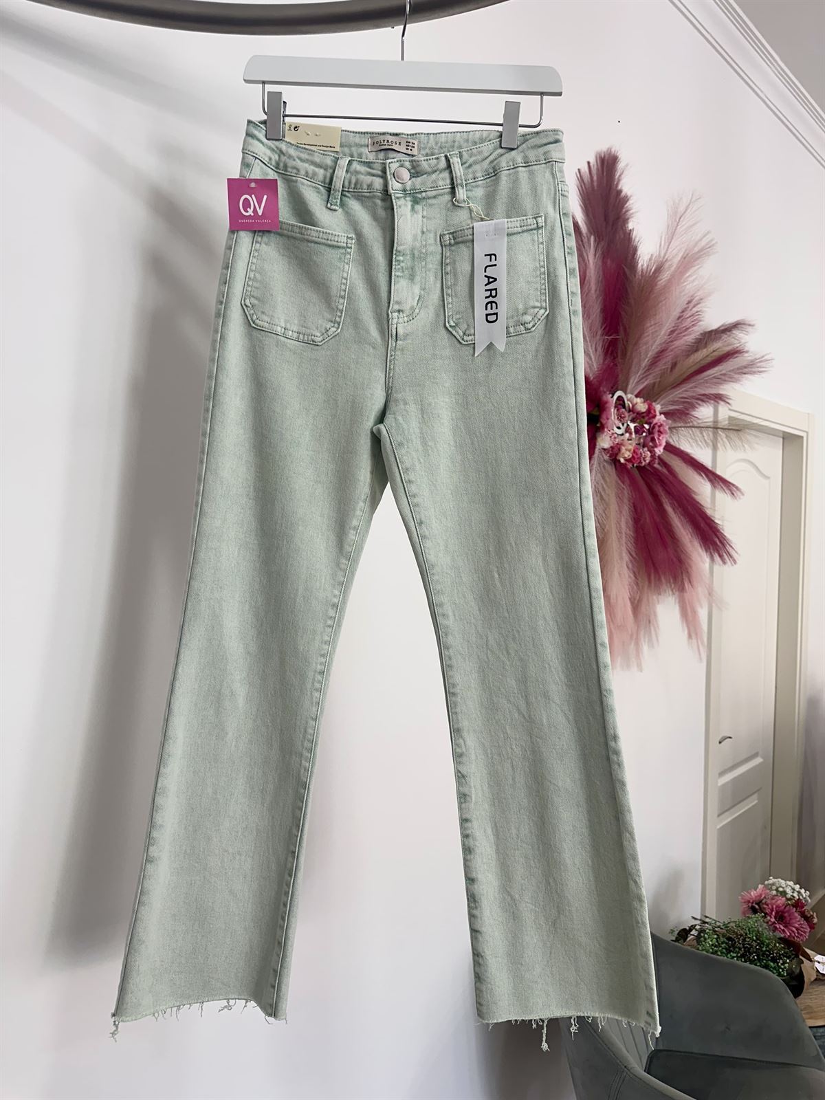 PANTALÓN FLARE VERDE AGUA - Imagen 1