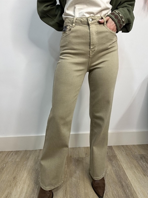 PANTALÓN WIDE LEG BEIGE - Imagen 1