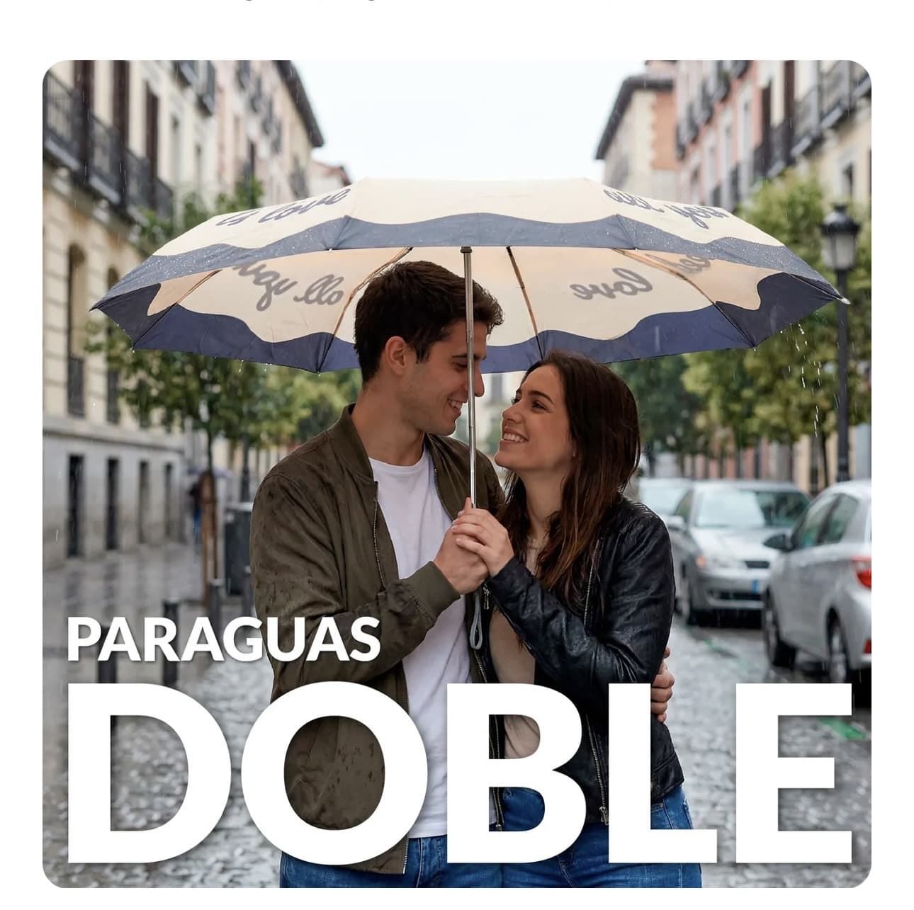 PARAGUAS DOBLE PLEGABLE “ALL YOU NEED IS LOVE” FISURA - Imagen 2