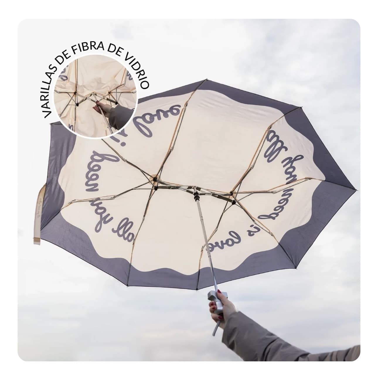 PARAGUAS DOBLE PLEGABLE “ALL YOU NEED IS LOVE” FISURA - Imagen 4