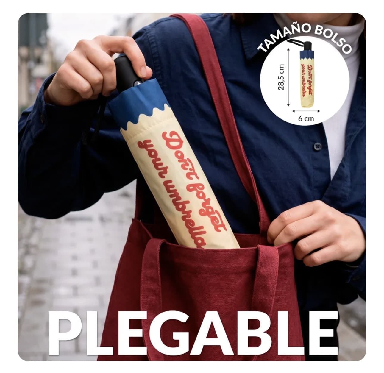 PARAGUAS PLEGABLE “DON’T FORGET YOUR UMBRELLA” FISURA - Imagen 5