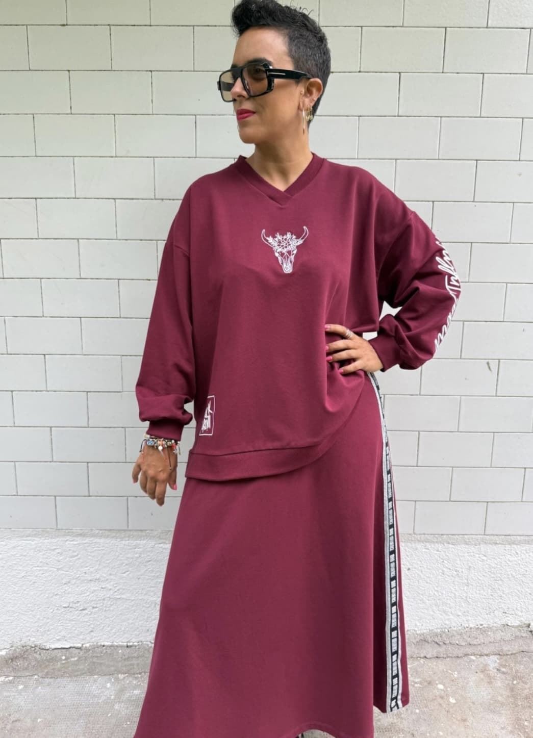 SUDADERA GRANATE MAD INFLUENCE - Imagen 1