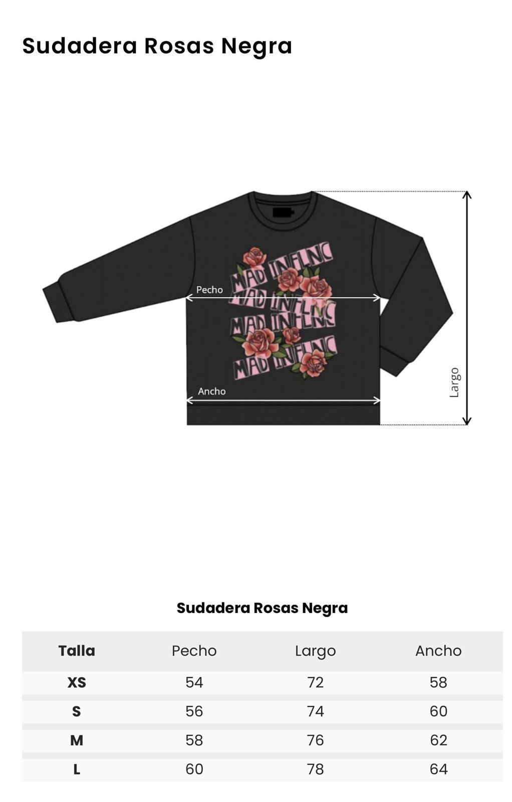 SUDADERA ROSAS NEGRA MAD INFLUENCE - Imagen 4