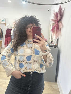 TOP CROCHET AZUL - Imagen 1