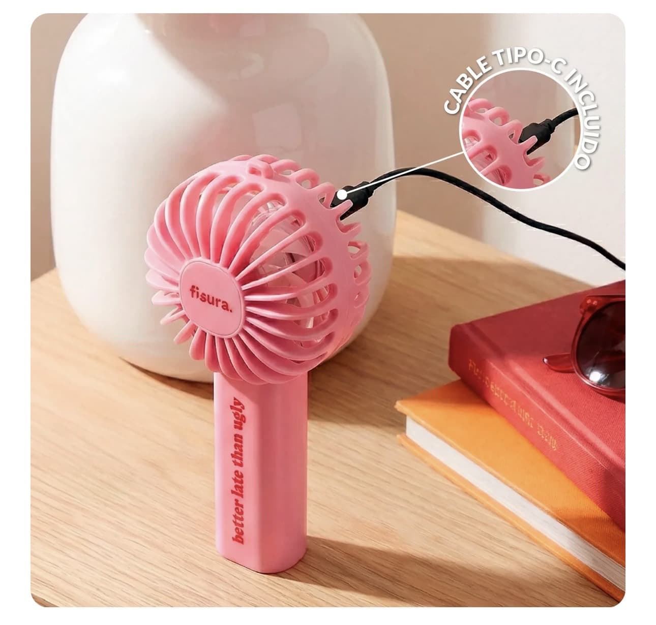 VENTILADOR PORTÁTIL “BETTER LATE THAN UGLY” FISURA - Imagen 5
