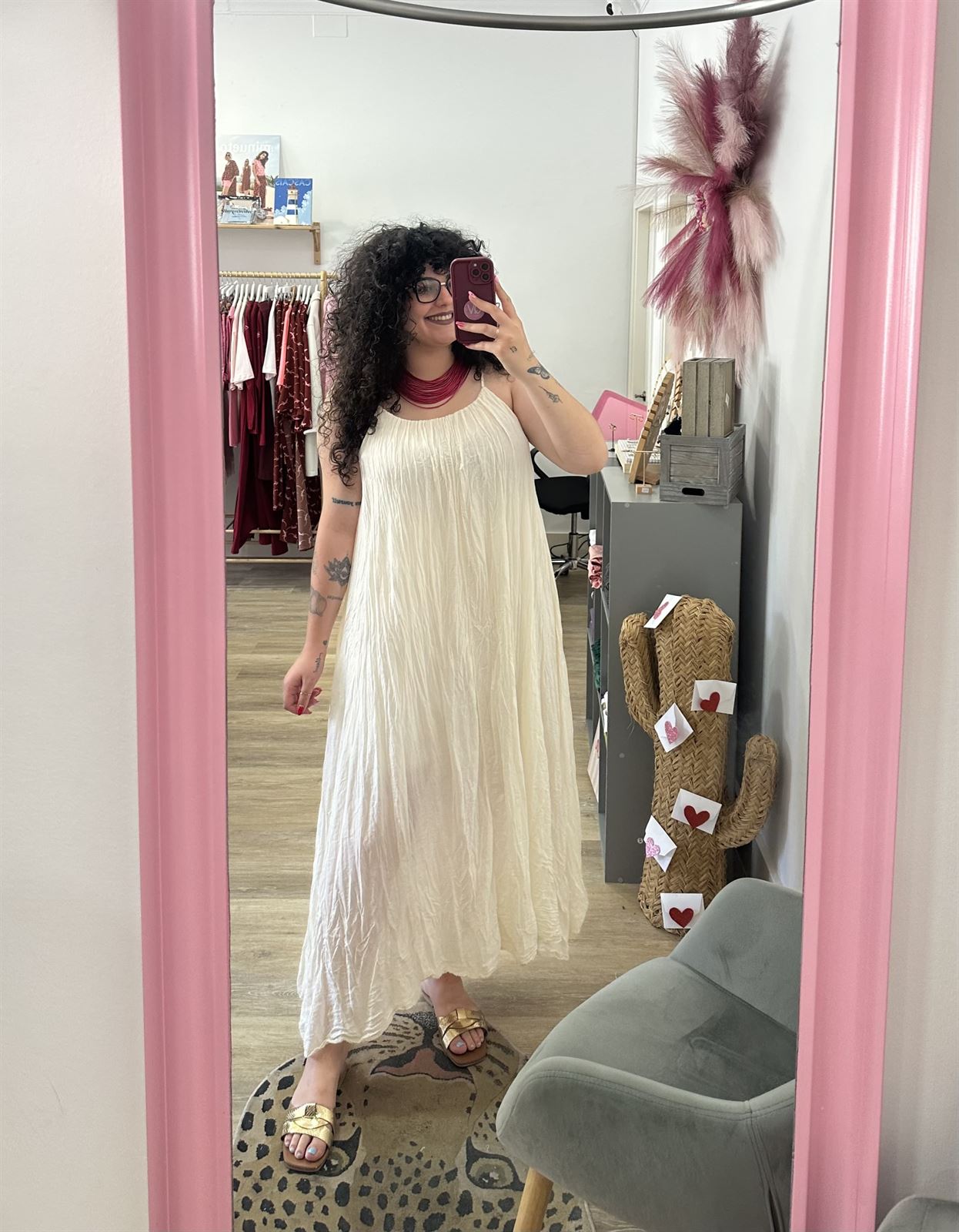 VESTIDO ARRUGADO CRUDO - Imagen 1
