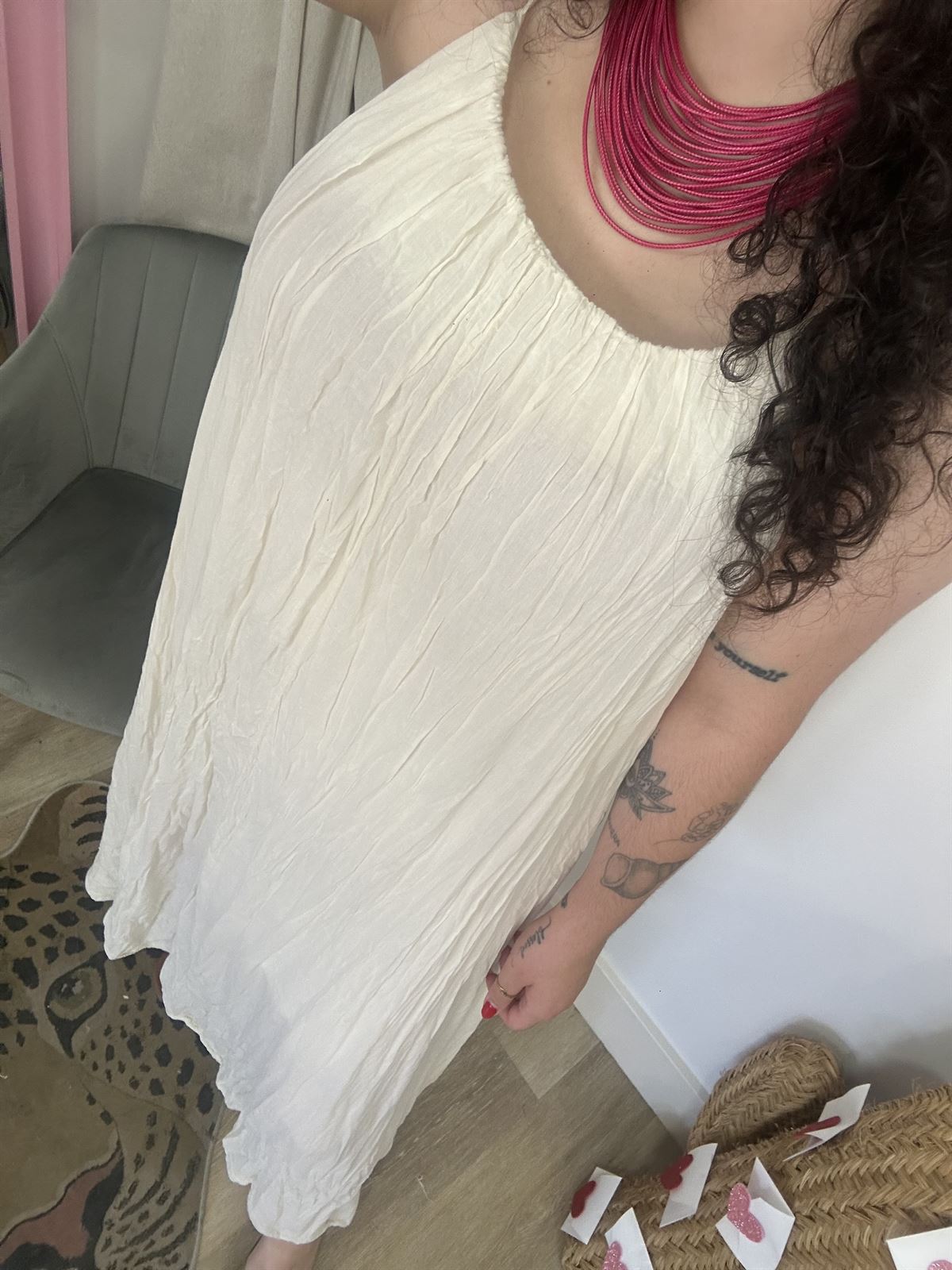 VESTIDO ARRUGADO CRUDO - Imagen 3