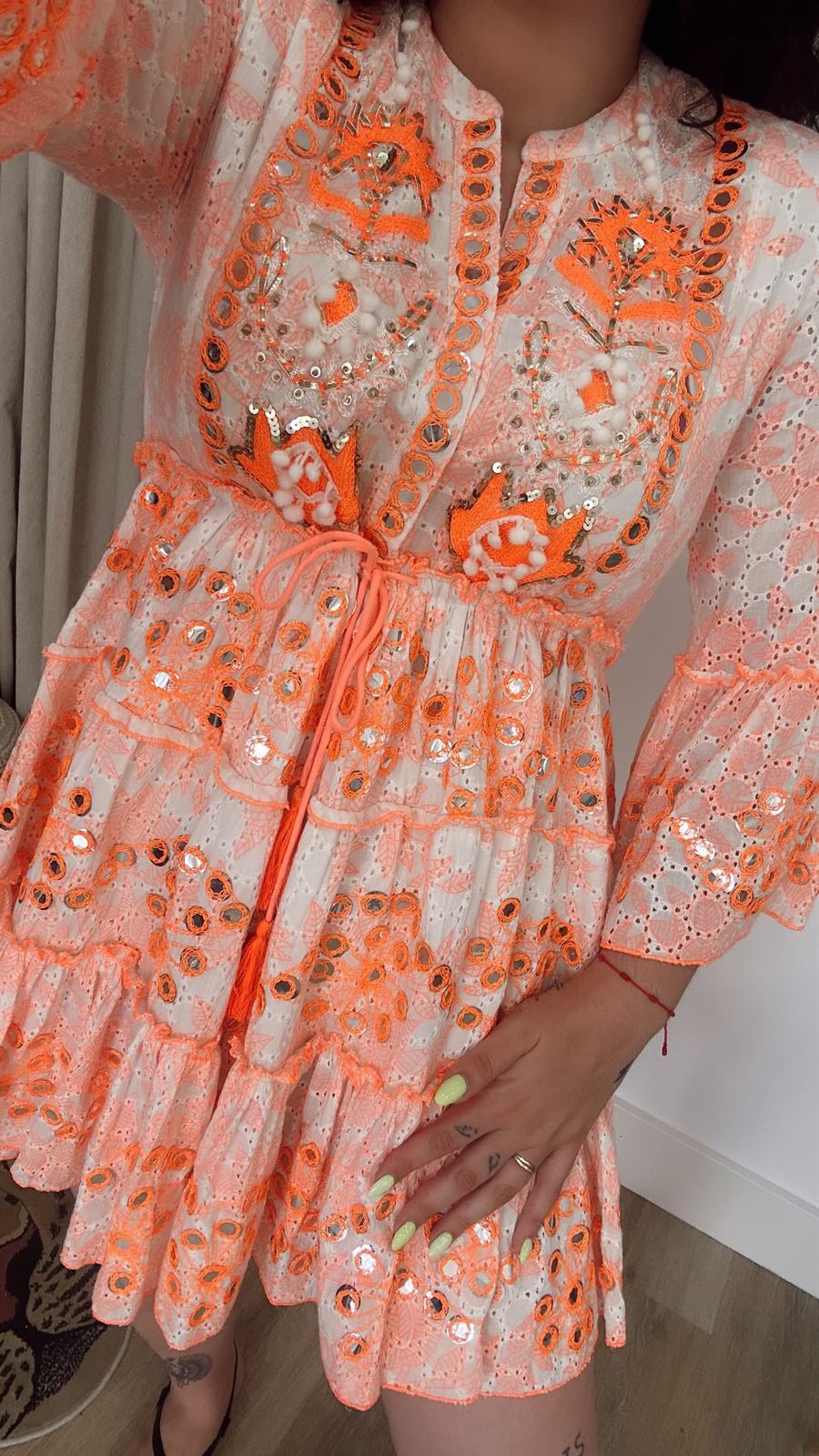 VESTIDO BOHO NARANJA - Imagen 2