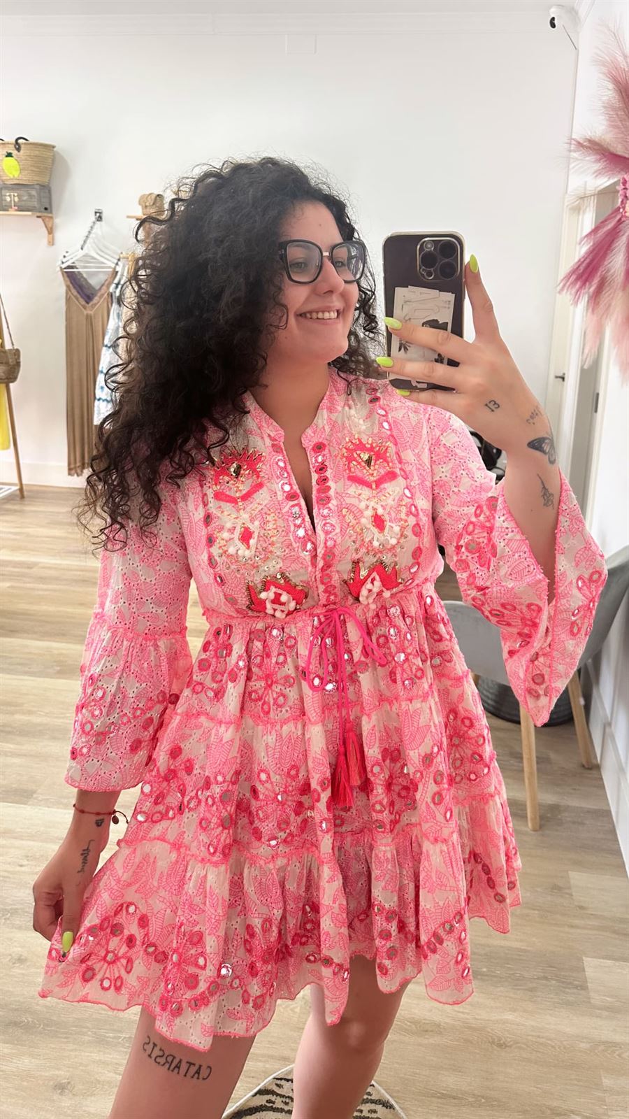 VESTIDO BOHO ROSA - Imagen 1