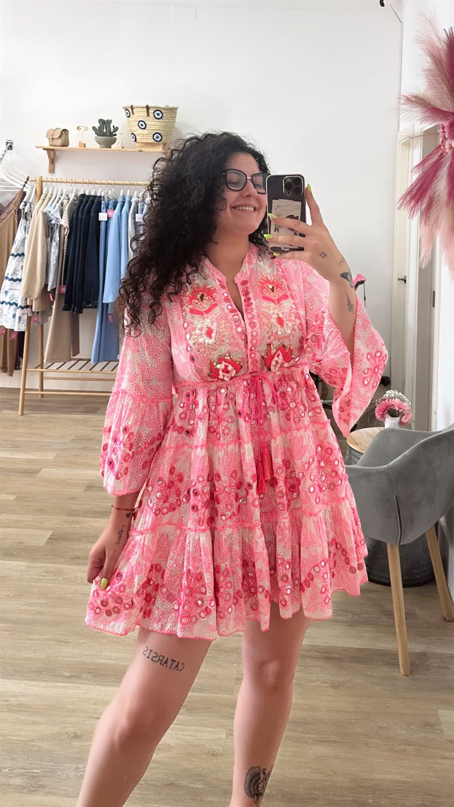 VESTIDO BOHO ROSA - Imagen 3